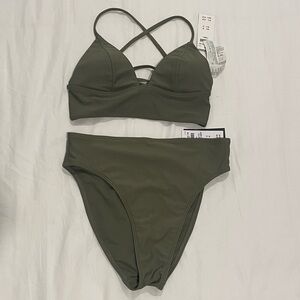 Hollister Bikini Set - Olive Green. Top is Size XS. Bottom is Size S.